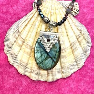 Sterling Labradorite and Garnet Necklace